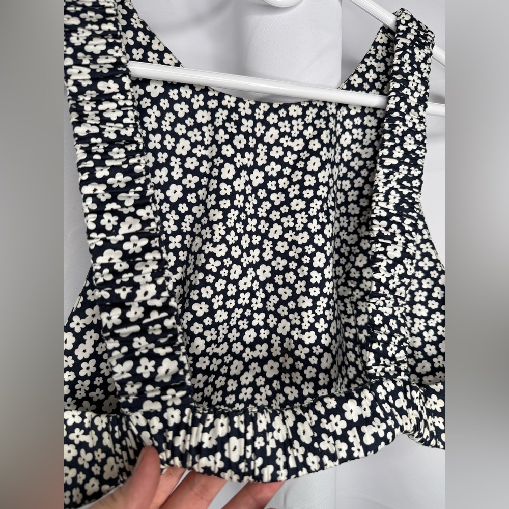 Mikoh floral bleu and white crop top size 2 - Picture 4 of 9